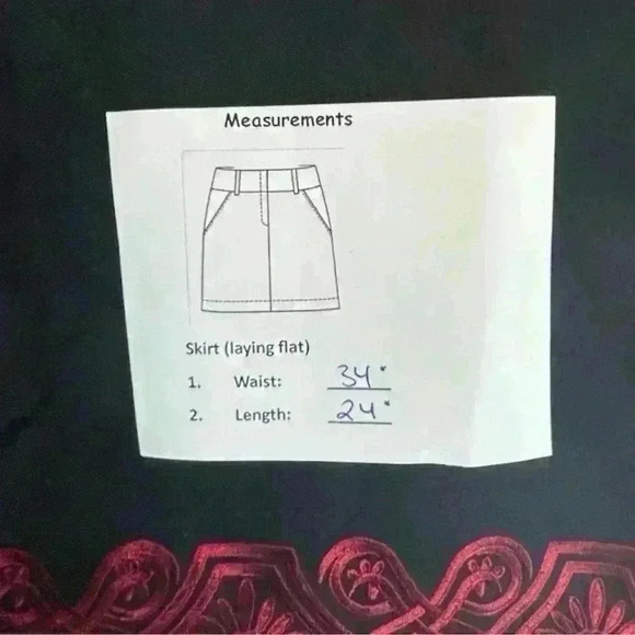 Ann Taylor Loft Women's Wool Pencil Skirt Black Red Embroidered Hem 14 - Picture 4 of 9